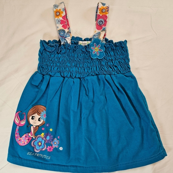 Littoe Potatoes Girls Blue Fit And Flare Tank Top With Mermaid On Bottom Size 8 - Picture 1 of 9